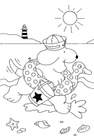 A coloring page of spot the dog